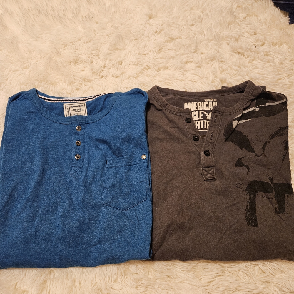 Blue and Gray Henley Shirts